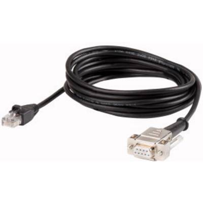 Czarny kabel z wtykiem RJ45 po jednej stronie i wtykiem szeregowym DB9 po drugiej stronie.
