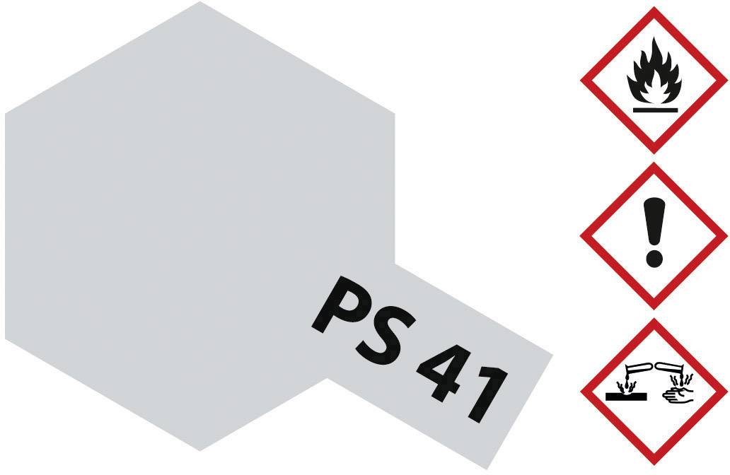 Szare sześciokątne etykiety z napisem 'PS 41'. Obok trzy symbole zagrożenia: płomień, wykrzyknik, ręka żrąca.