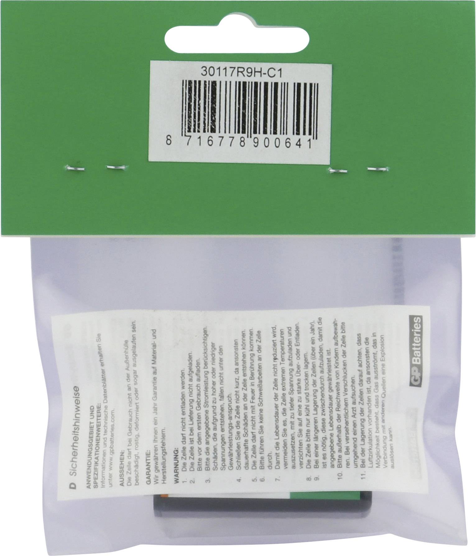 Акумулятор 9 В, нікель-металгідридний GP GPIND17R9HC1 GPIND17R9HC1, 170 мАг, 9,6 В, 1 шт.