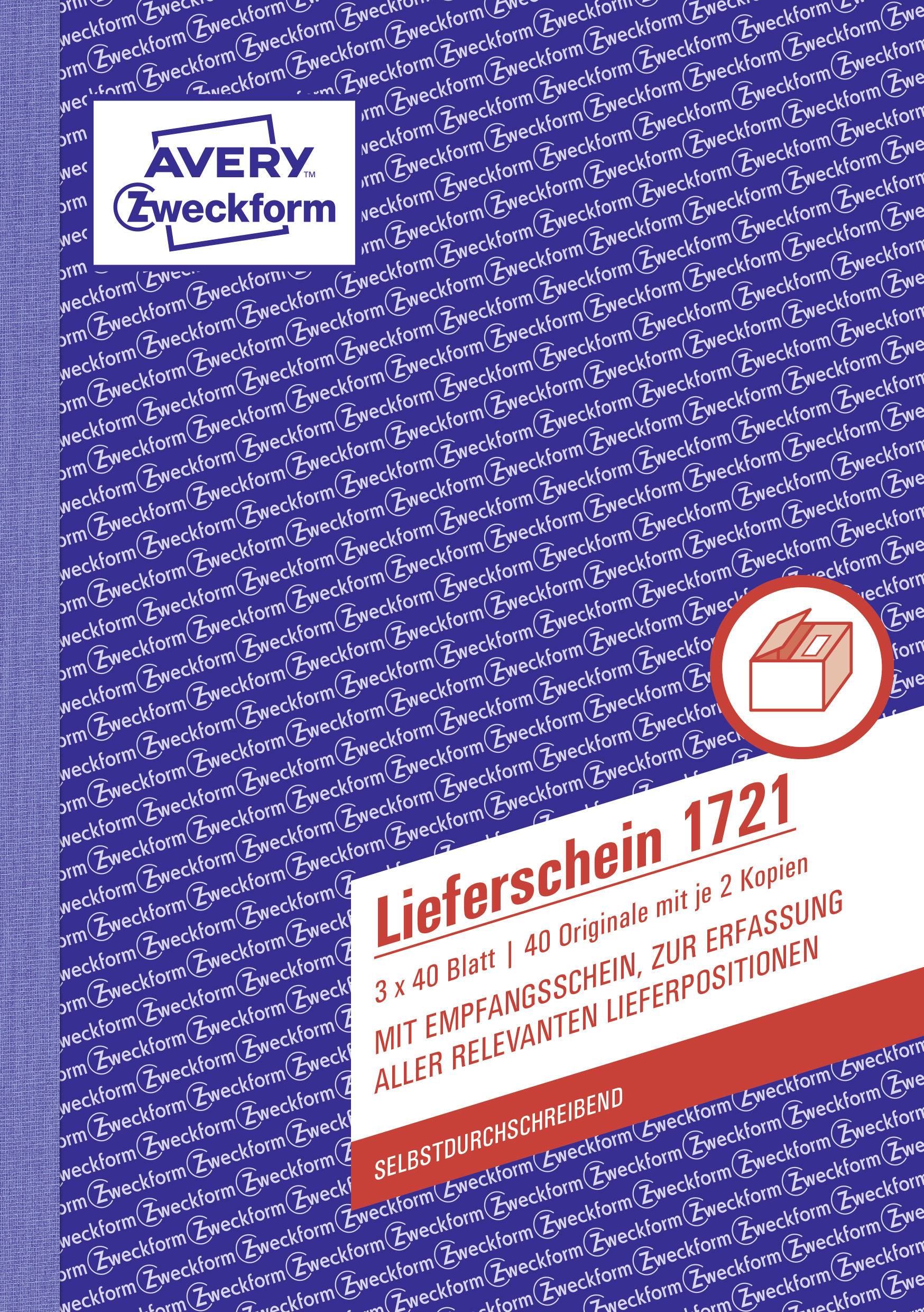 Накладна на доставку Avery-Zweckform Форма 1721 DIN A5 білий Кількість аркушів: 40