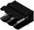 Czarny, wielostykowy złącze elektroniczne w kształcie prostokątnej obudowy z srebrnymi stykami.