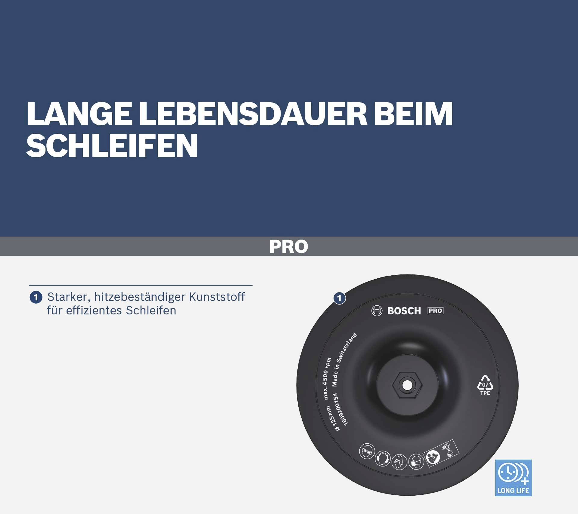 Tarcza szlifierska o długiej żywotności wykazuje wytrzymałą, odporną na wysokie temperatury konstrukcję, zapewniającą efektywne szlifowanie podczas pracy.