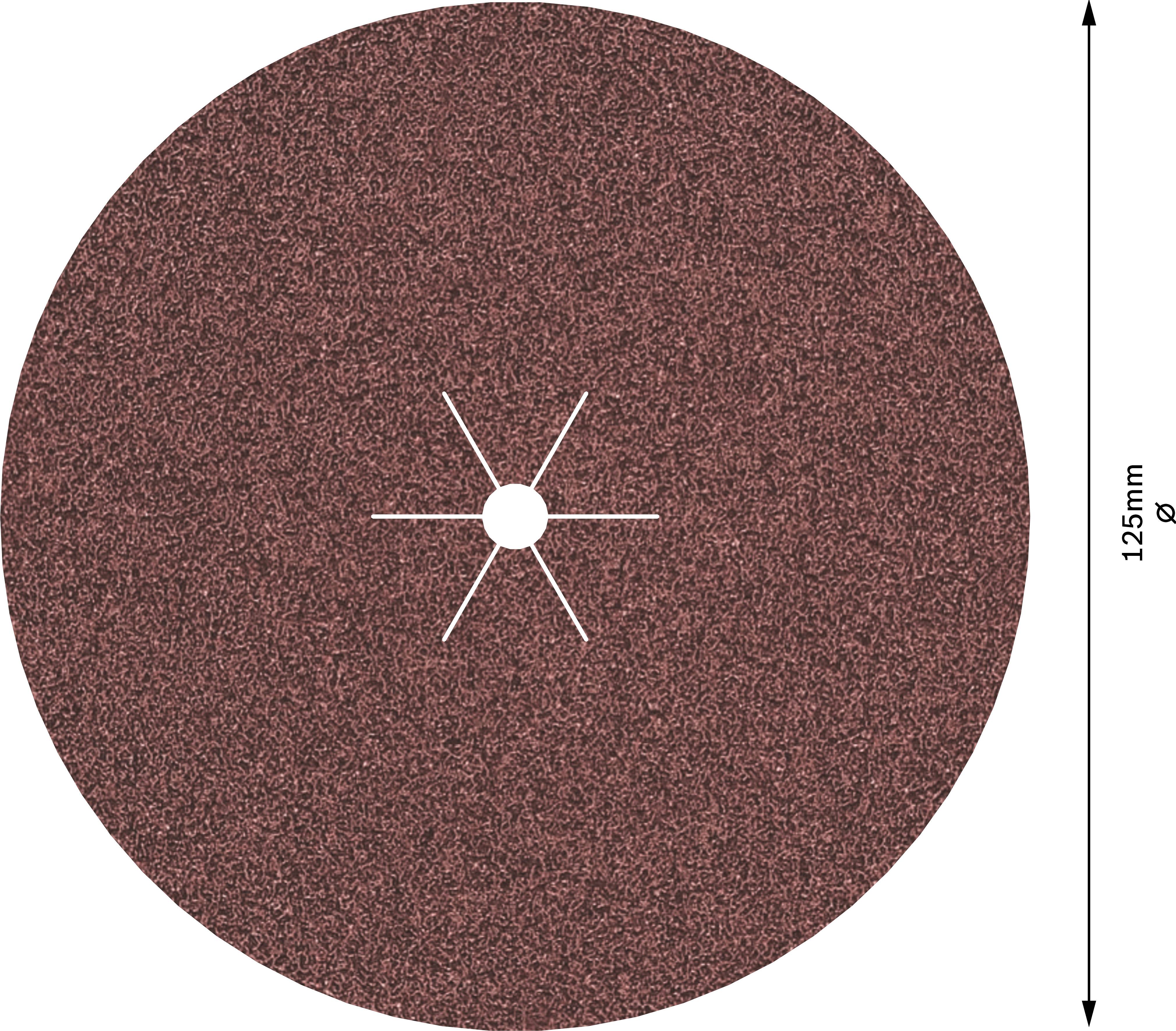 Brązowa tarcza szlifierska o średnicy 125 mm, z centralnym otworem i gwiaździstym wycięciem, odpowiednia do szlifierek.