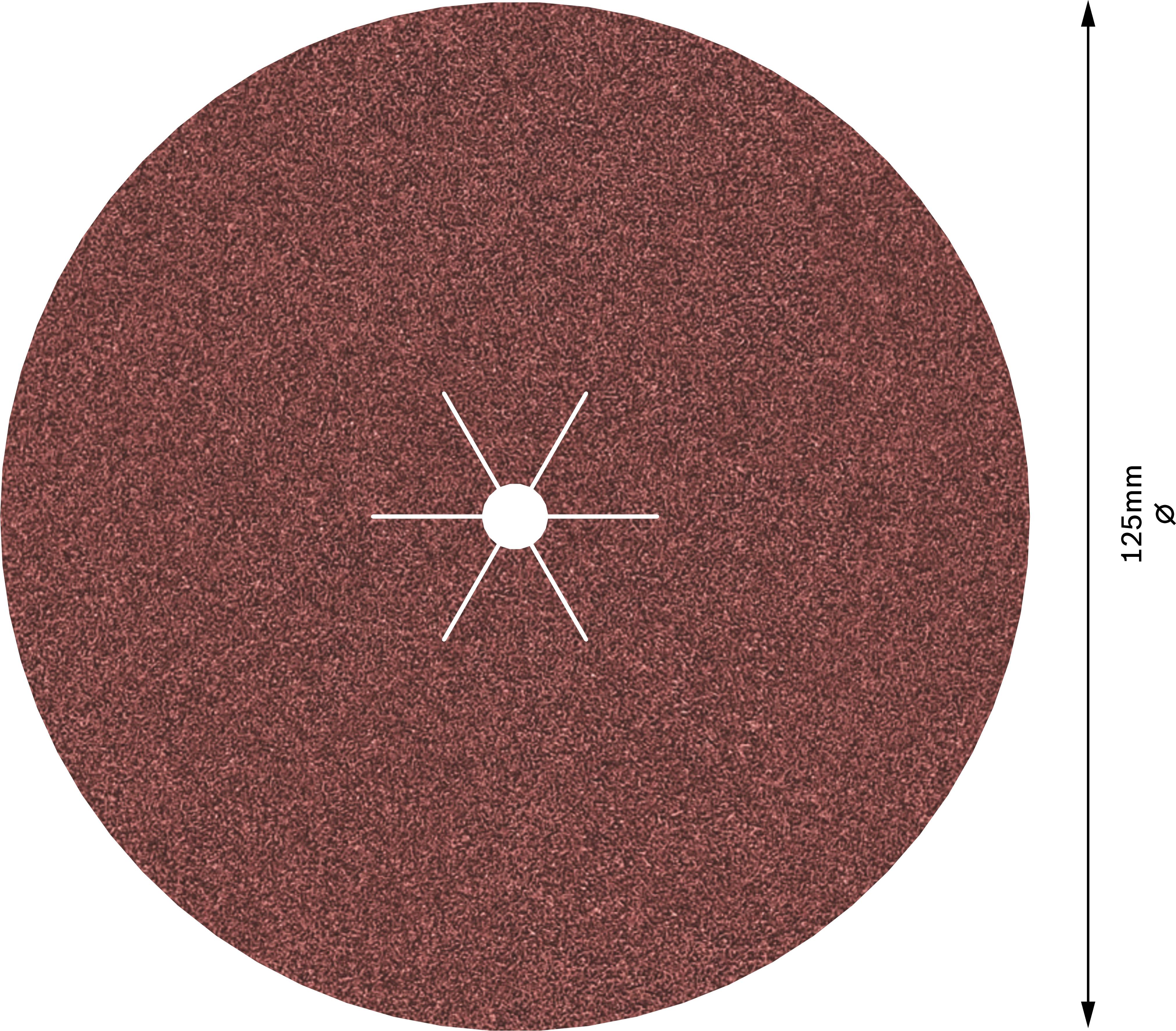 Okrągła tarcza szlifierska o średnicy 125 mm z gwiaździstym otworem w środku.