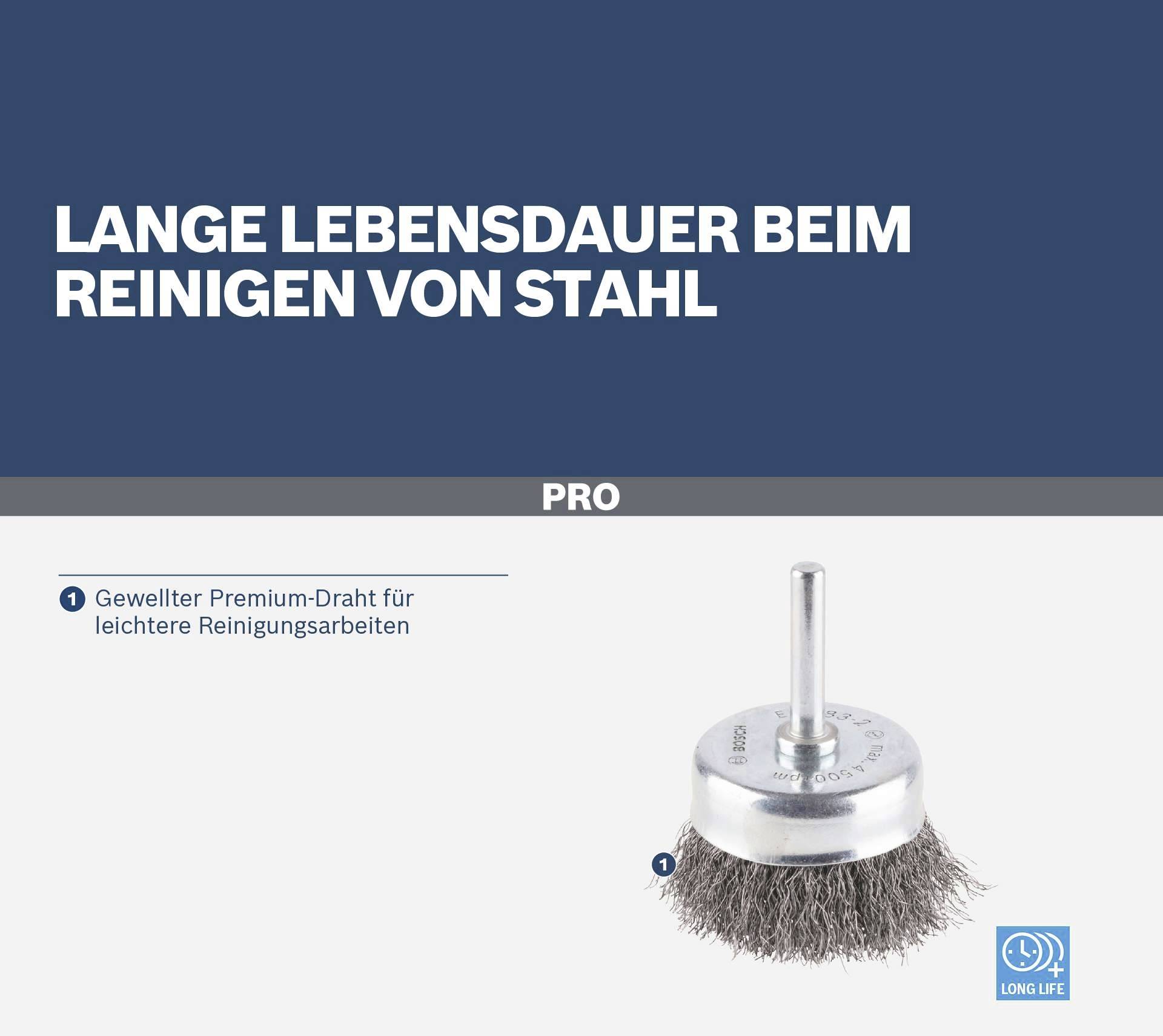 Końcówka szczotkowa do wiertarki z falistego drutu premium, idealna do czyszczenia stali. Podkreślana długa żywotność.