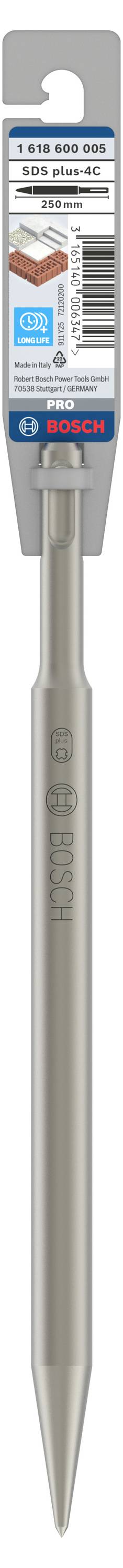 Srebrny wiertło z opakowaniem, na którym u góry wydrukowana jest nazwa marki, kod kreskowy oraz informacje o produkcie w kolorze niebieskim i białym.