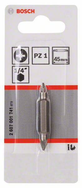 Bit Bosch PZ 1, 45 mm długości, dwustronny, do napędu sześciokątnego 1/4", w opakowaniu blistrowym.