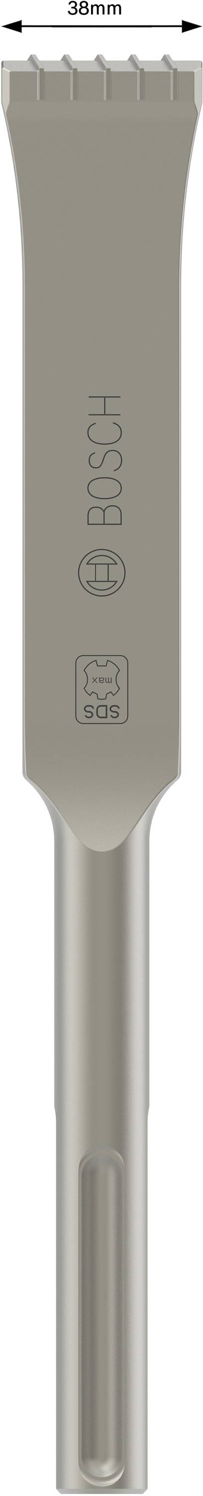 Płaskie dłuto Bosch z chwytem SDS, szerokość 35mm, odpowiednie do prac betonowych.