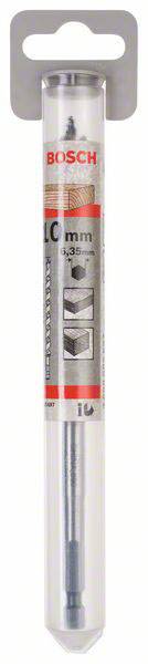 Opakowanie końcówek wkrętarskich Bosch, sześciokątne, długość 60 mm, odpowiednie do drewna, metalu i tworzyw sztucznych. Nazwa produktu '10x'.