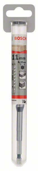 Wiertło firmy Bosch w opakowaniu, o średnicy 11 mm, z chwytem 6,35 mm, odpowiednie do cegły i piaskowca wapiennego.