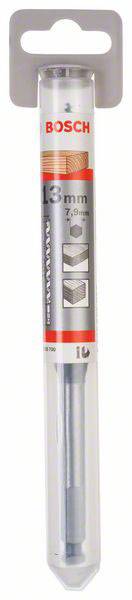 Wiertło Bosch, średnica 13 mm, pokazane w opakowaniu. Odpowiednie do betonu, cegły i muru zgodnie z symbolami na opakowaniu.