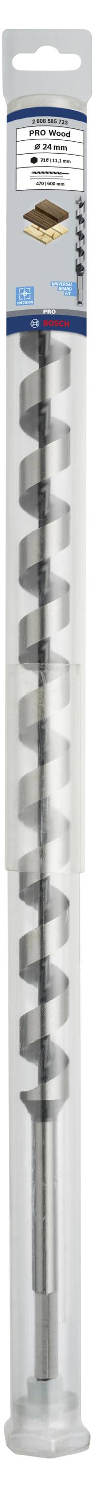 Wiertło w przezroczystym opakowaniu. Wiertło ma kształt spiralny i nadaje się do wiercenia głębokich otworów.