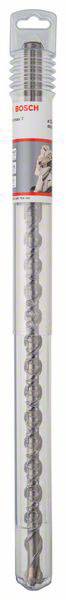 Opakowany wiertarz Bosch z wirem spiralnym, przeznaczony do wiercenia w betonie. Zawiera ilustrację procesu wiercenia.