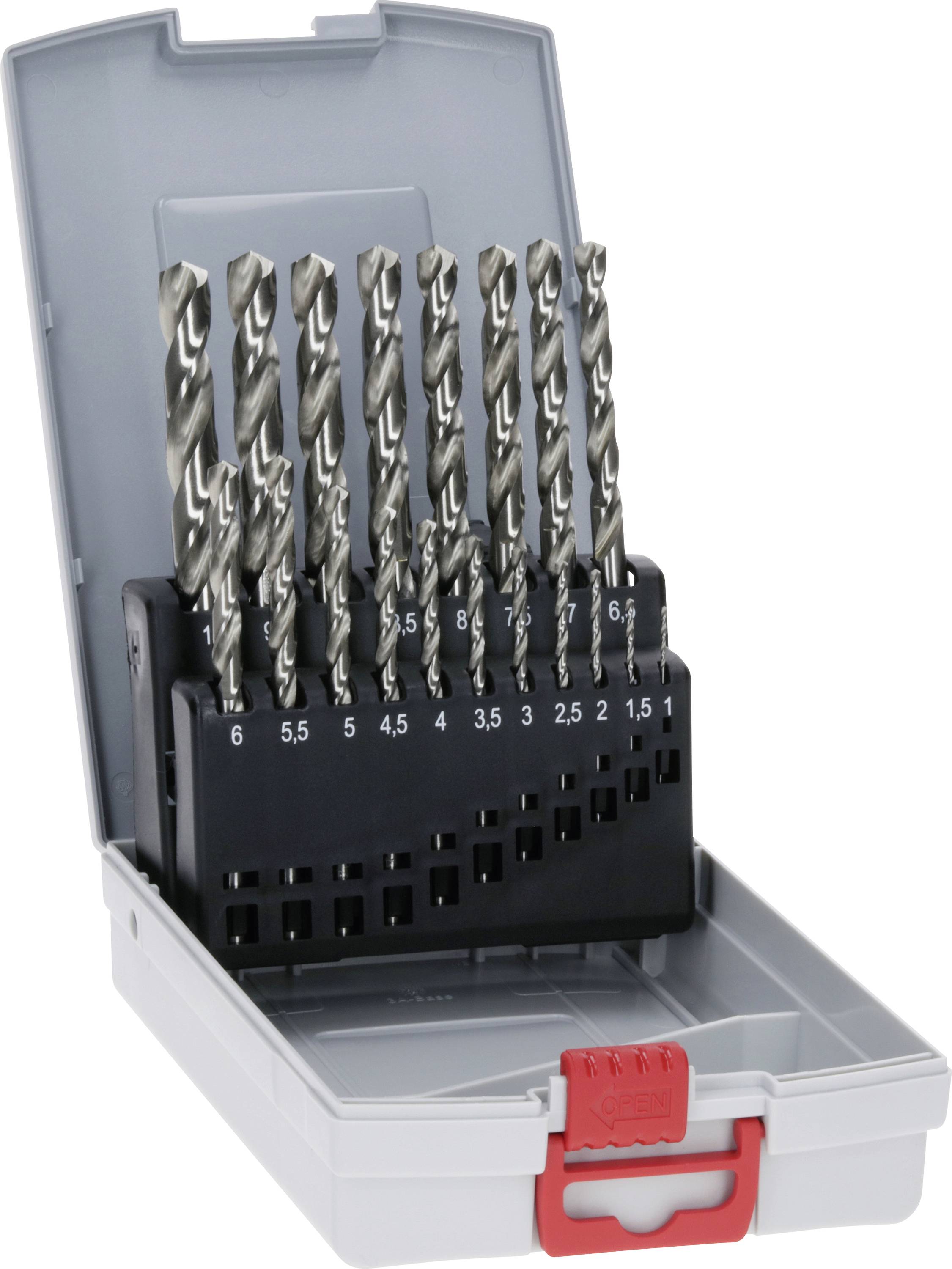 Набір спіральних свердел по металу HSS 19 шт. 1 мм, 2 мм, 3 мм, 4 мм, 5 мм, 6 мм, 7 мм, 8 мм, 9 мм, 10 мм Аксесуари Bosch 26085870