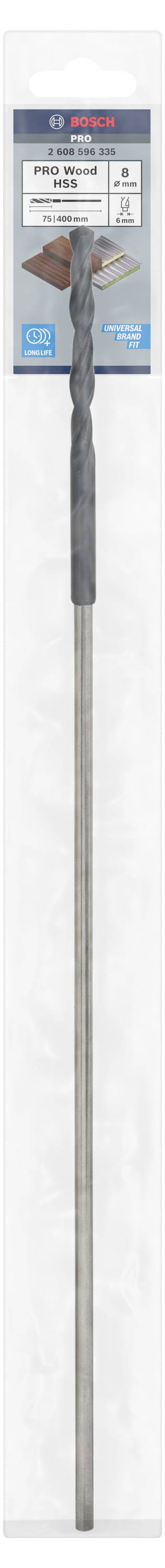 Wiertło z ostrzem SDS do betonu i kamienia, opakowanie przedstawia logo producenta i specyfikacje, przeznaczone do młotowiertarek.