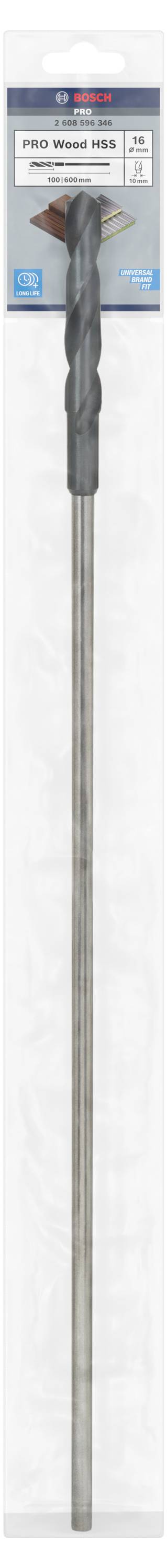 Wiertło Bosch SDS Max z długim trzonem, odpowiednie do prac betonowych, zapakowane w plastikową osłonę.