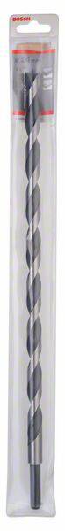 Długi metalowy wiertarz w przezroczystym opakowaniu plastikowym. Na górze widnieje napis 'Bosch'.