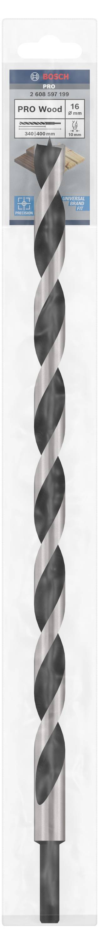 Wiertło o spiralnym wzorze do efektywnej obróbki materiałów. Nazwa marki i szczegóły techniczne na opakowaniu.