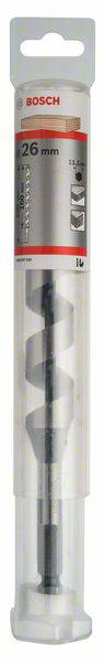 Wiertło Bosch w opakowaniu, średnica 26 mm, długość całkowita 230 mm, odpowiednie do drewna.