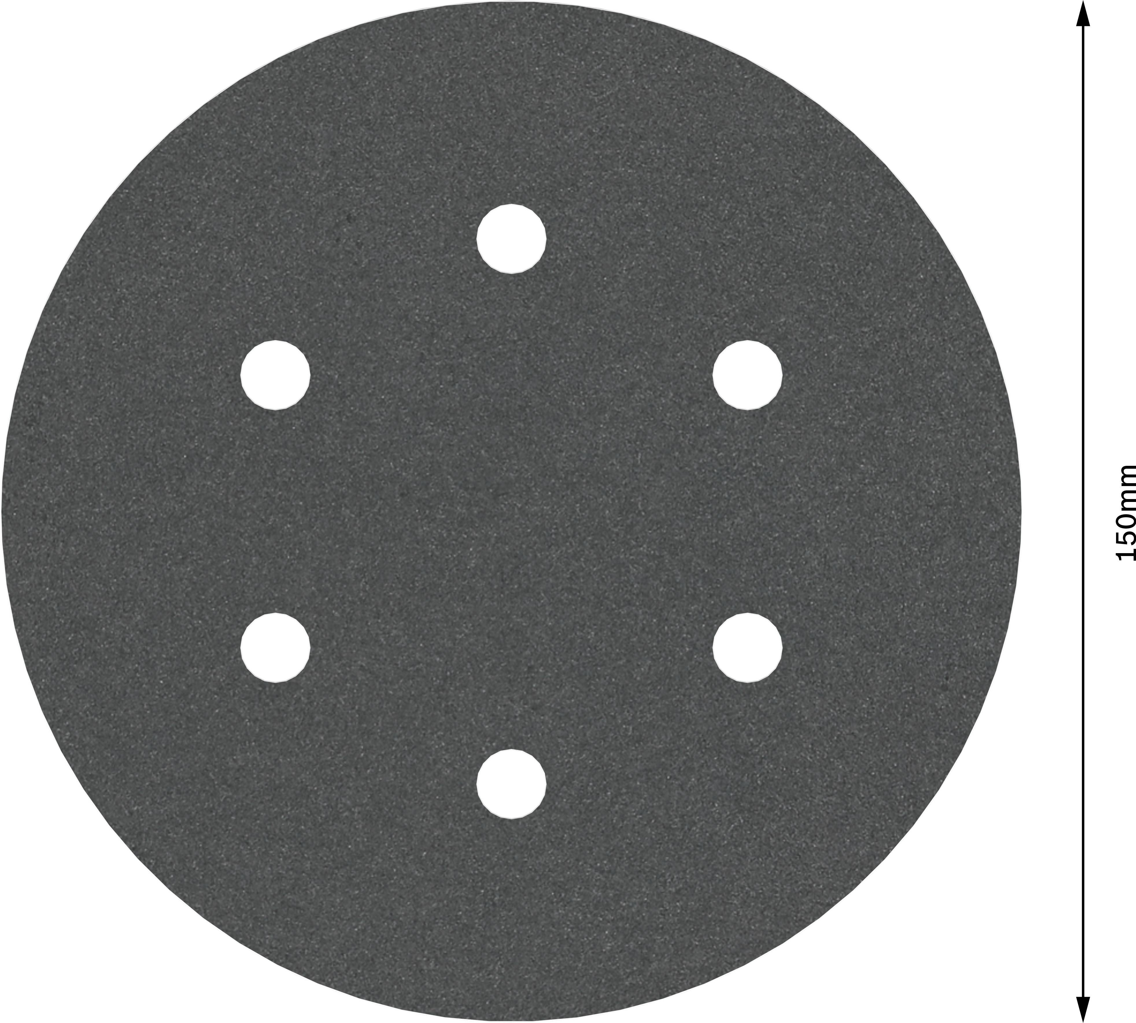 Tarcza szlifierska, okrągła, szara, z siedmioma otworami, średnica 150 mm. Używana do szlifierek, poprawia obróbkę powierzchni.