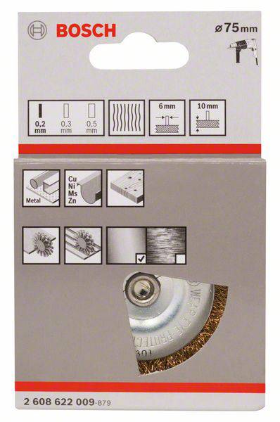 Щітка дискова, 75 мм, 0,2 мм, 4500 Од/хв, 10 мм, латунна Приладдя Bosch N/A N/A 2608622009 1 шт. Аксесуари Bosch N/A N/A 260862200