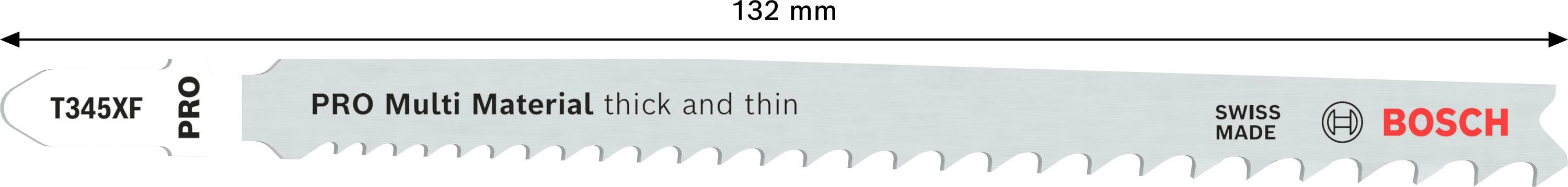 Brzeszczot do piły szablastej 'Bosch PRO Multi Material', długość 132 mm, odpowiedni do grubych i cienkich materiałów, swiss made.