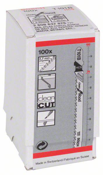Полотно лобзика T 101 B, Clean for Wood, набір із 100 шт. Аксесуари Bosch 2608637876 100 шт.