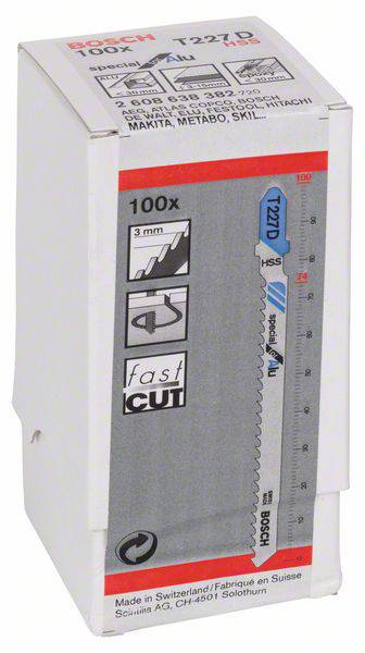 Полотно для лобзика T 227 D, спеціальне для алюмінію, комплект із 100 шт. Аксесуари Bosch 2608638382 100 шт.