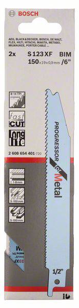 Пильне полотно для зворотно-поступальної пилки S 123 XF, Progressor для металу, комплект з 2 шт. Аксесуари Bosch 2608654401, 2 шт.