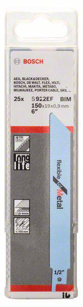 Пильне полотно для ножівки S 922 EF, гнучке для металу, комплект з 25 шт. Аксесуари Bosch 2608657551 25 предм.
