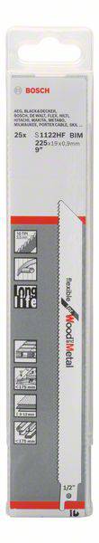 Пильне полотно для зворотно-поступальної пилки S 1122 HF, гнучке для дерева та металу, комплект з 25 шт. Аксесуари Bosch 2 608 657