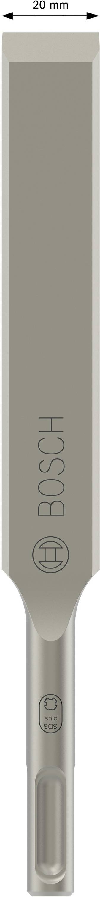 Dłuto płaskie Bosch, szerokość 20 mm, przeznaczone do użytku w młotach udarowych.