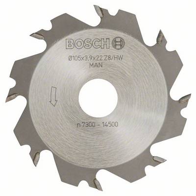 Tarcza piły tarczowej do metalu z wieloma zębami, z nadrukiem firmowym 'Bosch', specyfikacje: Ø105x3,9x22 Z8/HW.