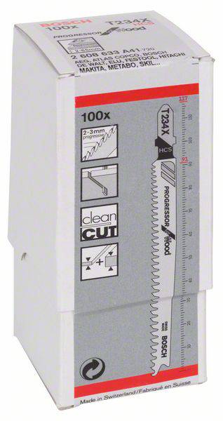 Пиляльне полотно для лобзика T 234 X, Progressor for Wood, набір із 100 аксесуарів Bosch 2608633A41 100 шт.