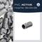 'Złączka węża PVC ACTIVE 32x34x32' oraz elementy łączące w ciemnoszarym kolorze. Prezentacja produktu z układem elementów łączących.