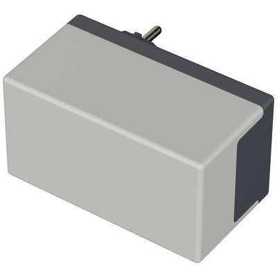 Prostokątny, szary elektroniczny przełącznik z czarną górną powierzchnią i małą dźwignią sterującą wystającą do góry.