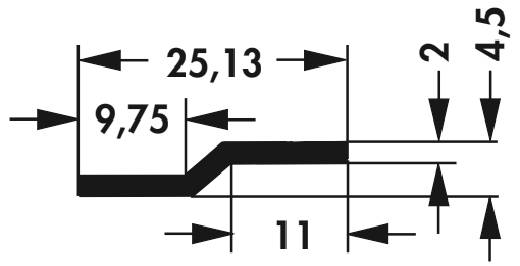 Rysunek techniczny profilu z wymiarami: długość 25,13, wysokość 4,5, szerszy odcinek 9,75, węższy odcinek 11 oraz wysokość 2.