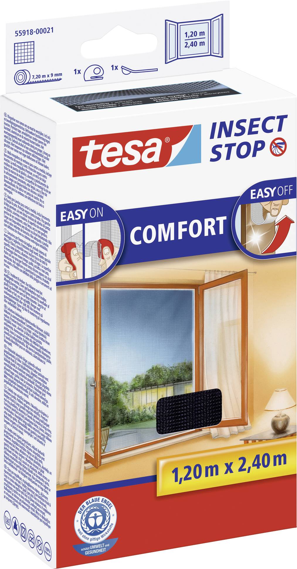 Москітна сітка Tesa InsectStop Comfort для вікон, 120 x 240 см, антрацит