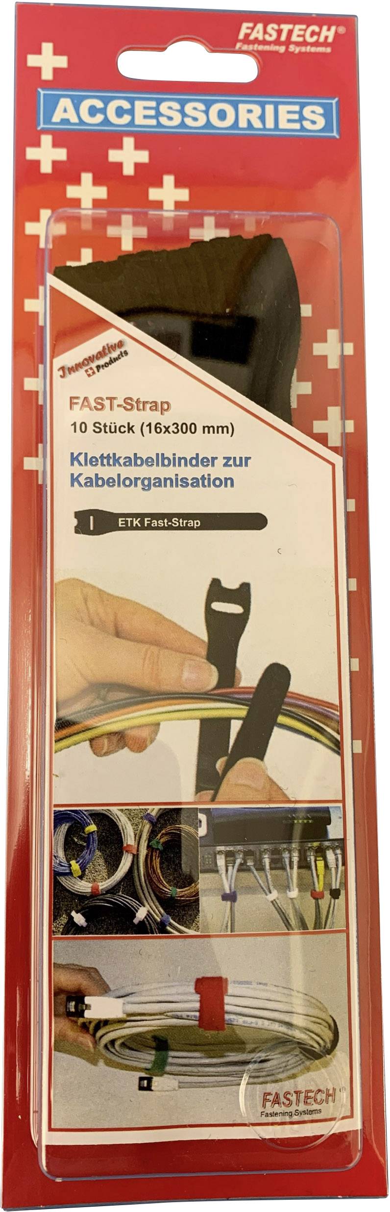 Кабельні стяжки на липучці для елемента зв'язування з петлями та гачками (Д x Ш) 304 мм x 16 мм чорного кольору FASTECH® 803-330C 