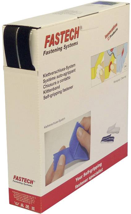 Стрічка-липучка для гарячого склеювання, елемент з петлями та гачками (Д x Ш) 25000 мм x 20 мм чорного кольору FASTECH® B20-SKL999