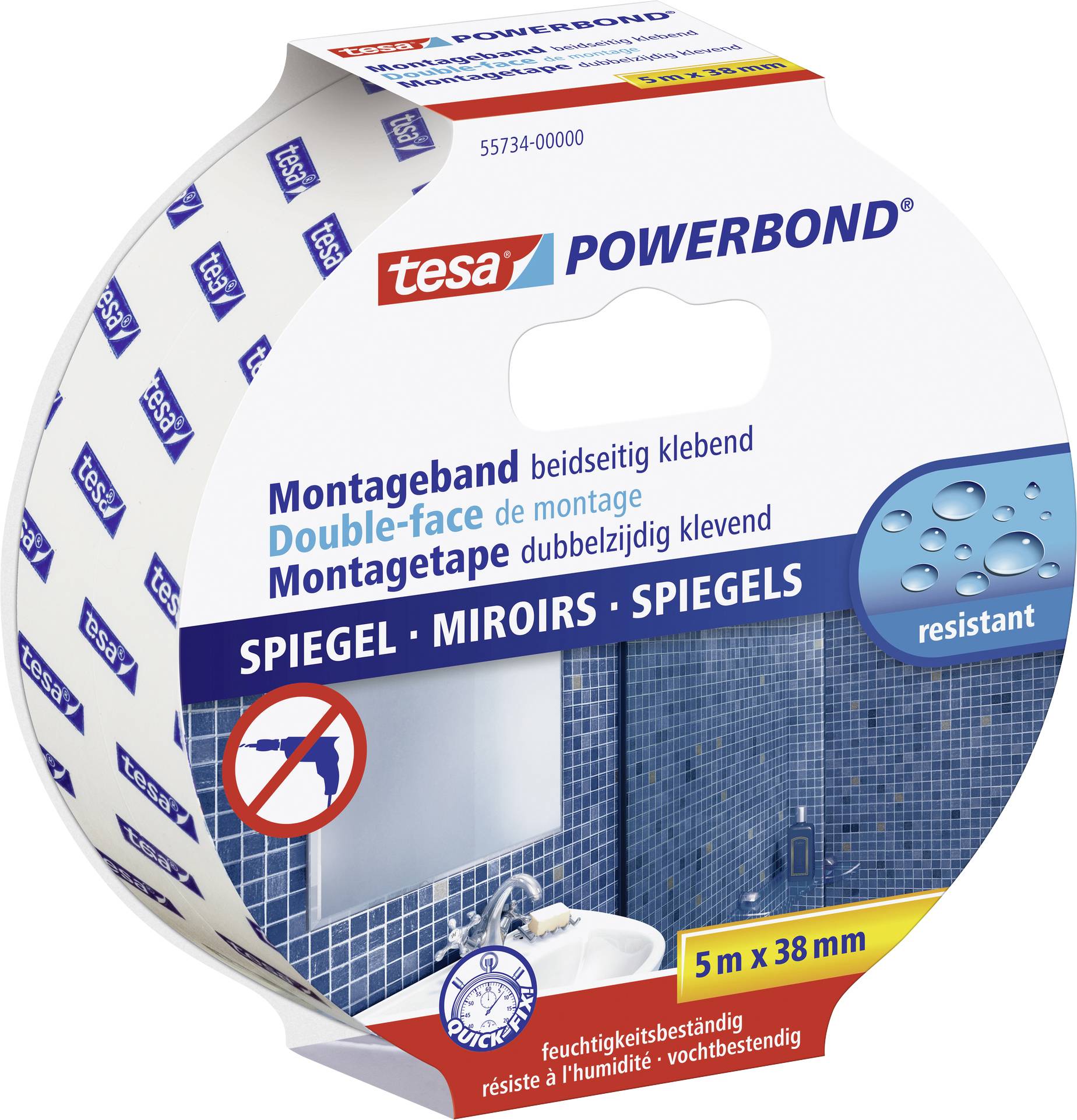 Монтажна стрічка tesa tesa® Powerbond 55734-00000-02 ДЗЕРКАЛО (Д x Ш) 5 м x 38 мм 5 м 1 шт.