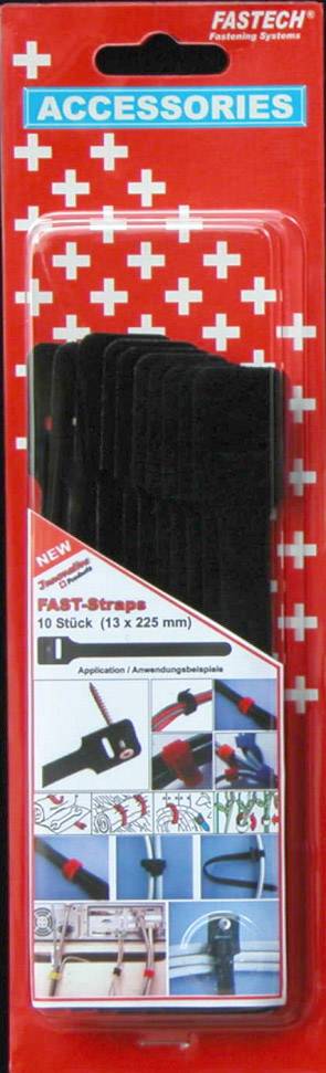Кабельні стяжки на липучці для накручування елемента з петлями та гачками (Д x Ш) 225 мм x 13 мм чорні FASTECH® 894-008 10 шт.