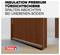 Taśma izolacyjna drzwi pod drzwiami drewnianymi, tekst: 'Insulation Premium Taśma izolacyjna drzwi - Uszczelnianie szczelin na nierównych podłogach', logo 'tesa'.
