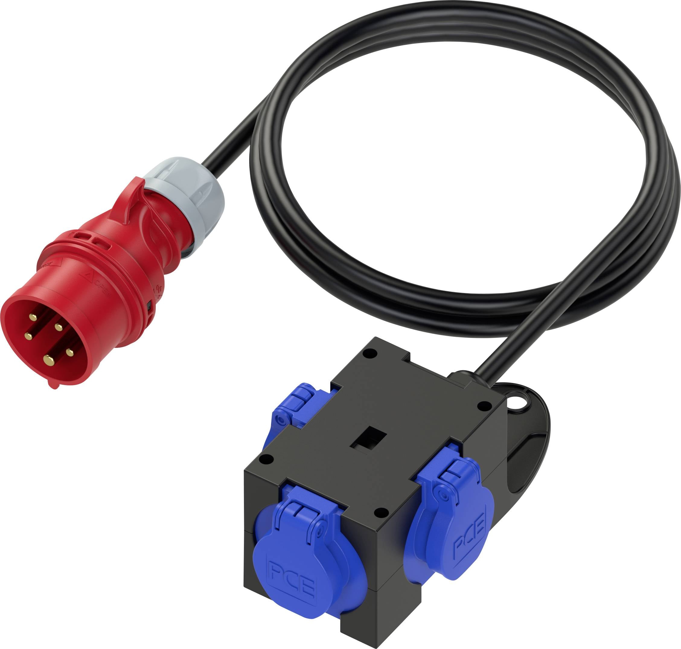 Rozdzielacz prądowy CEE PCE 9430429, 3x, 1,5 m z wtyczką IP44, 400 V