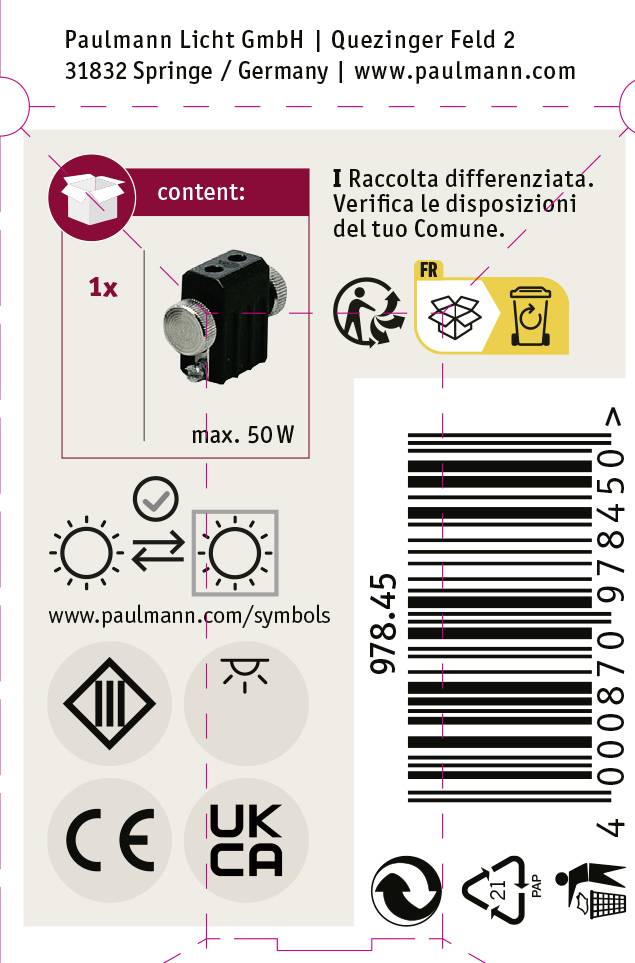 GX5.3 Світильник Paulmann 97845, 1 шт., 50 Вт