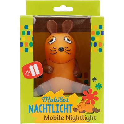 Opakowanie z pomarańczową, kreskówkową lampką nocną w kształcie zwierzęcia, 'Mobilna lampka nocna', idealna do pokoju dziecięcego.
