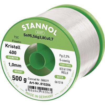 Stannol – Alambre De Soldadura HS10 Tipo Aleación TSC Sn95,5ag3, 8 Cu0,7 0,5 Mm. 100 G Rollo 631900 – Pack De 1