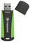 Pendrive Transcend o pojemności 64 GB, w zielono-czarnej odsłonie, z zdjętą nasadką ochronną.