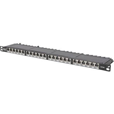 24-portowy patch panel do organizacji i zarządzania kablami sieciowymi. Odpowiedni do montażu w szafach serwerowych.