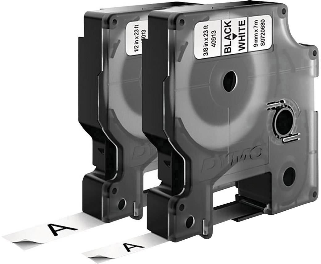 DYMO 40913, 45013 Набір з 2 стрічок для друку Колір стрічки: білий Колір друку: чорний 9 мм, 12 мм 7 м